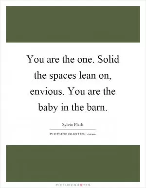 You are the one. Solid the spaces lean on, envious. You are the baby in the barn Picture Quote #1