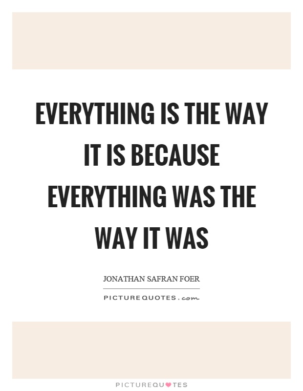 Everything is the way it is because everything was the way it was Picture Quote #1