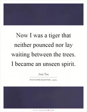 Now I was a tiger that neither pounced nor lay waiting between the trees. I became an unseen spirit Picture Quote #1