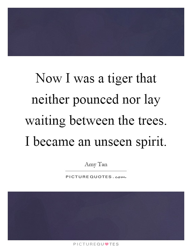 Now I was a tiger that neither pounced nor lay waiting between the trees. I became an unseen spirit Picture Quote #1