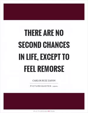 There are no second chances in life, except to feel remorse Picture Quote #1