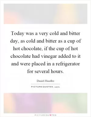 Today was a very cold and bitter day, as cold and bitter as a cup of hot chocolate, if the cup of hot chocolate had vinegar added to it and were placed in a refrigerator for several hours Picture Quote #1