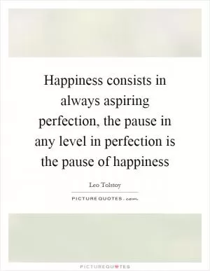 Happiness consists in always aspiring perfection, the pause in any level in perfection is the pause of happiness Picture Quote #1