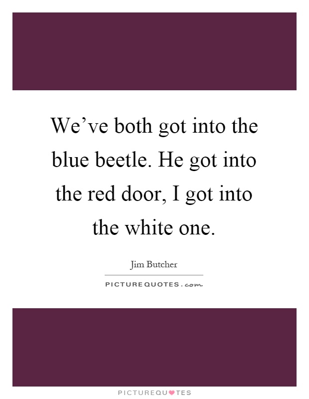 We've both got into the blue beetle. He got into the red door, I got into the white one Picture Quote #1