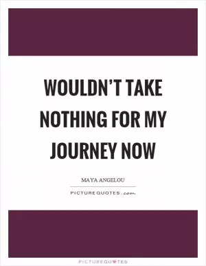 Wouldn’t take nothing for my journey now Picture Quote #1