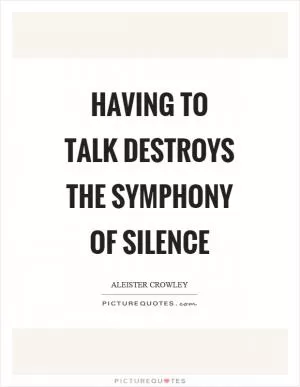Having to talk destroys the symphony of silence Picture Quote #1