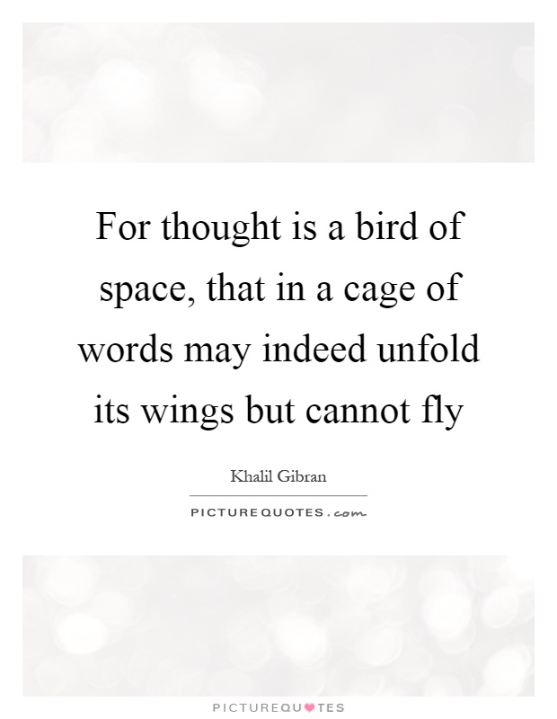 For thought is a bird of space, that in a cage of words may indeed unfold its wings but cannot fly Picture Quote #1