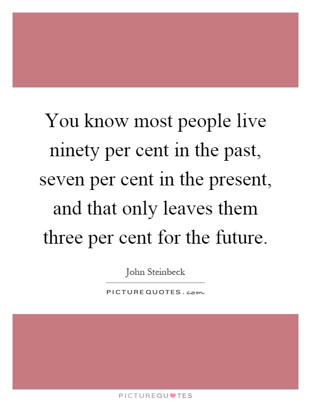 You know most people live ninety per cent in the past, seven per cent in the present, and that only leaves them three per cent for the future Picture Quote #1