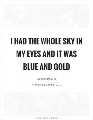 I had the whole sky in my eyes and it was blue and gold Picture Quote #1
