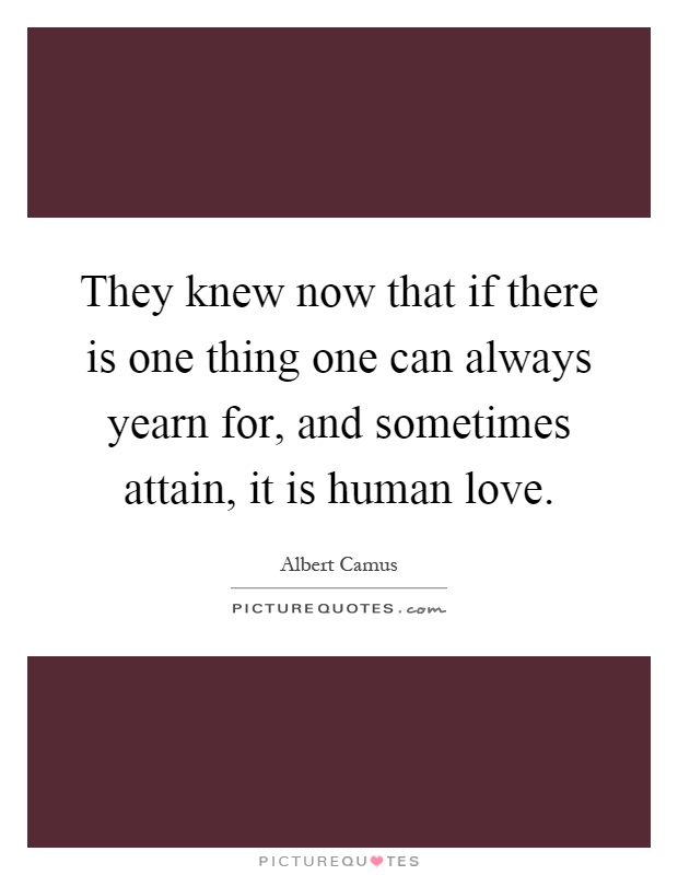 They knew now that if there is one thing one can always yearn for, and sometimes attain, it is human love Picture Quote #1