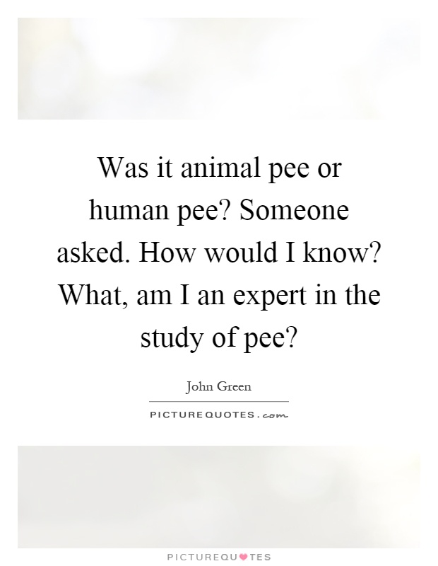 Was it animal pee or human pee? Someone asked. How would I know? What, am I an expert in the study of pee? Picture Quote #1