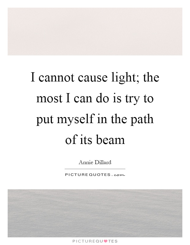 I cannot cause light; the most I can do is try to put myself in the path of its beam Picture Quote #1