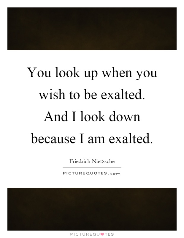 You look up when you wish to be exalted. And I look down because I am exalted Picture Quote #1