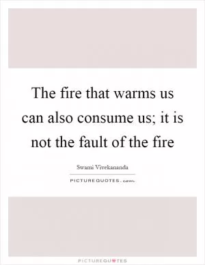 The fire that warms us can also consume us; it is not the fault of the fire Picture Quote #1