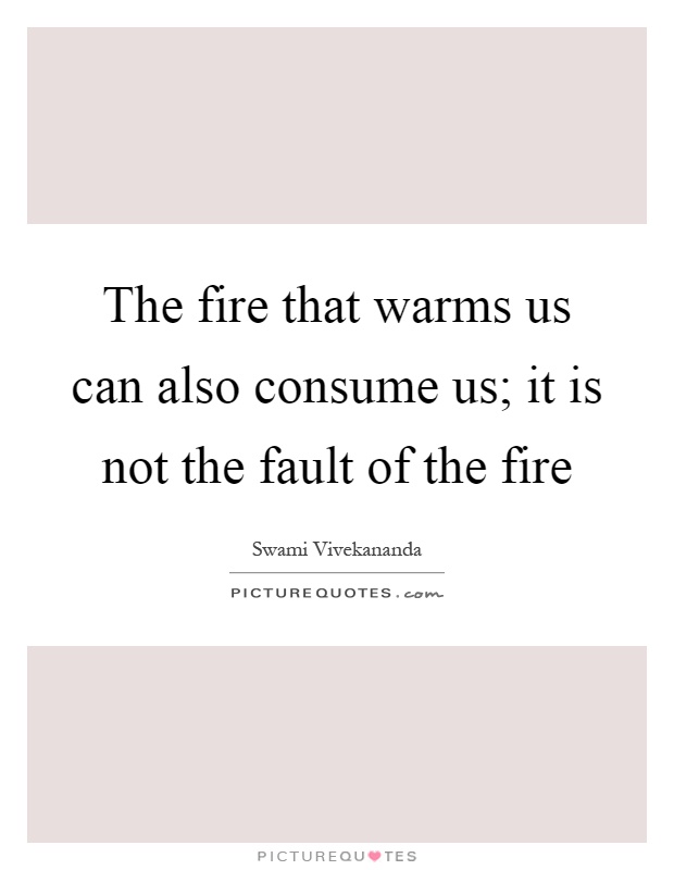 The fire that warms us can also consume us; it is not the fault of the fire Picture Quote #1