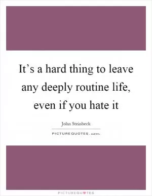 It’s a hard thing to leave any deeply routine life, even if you hate it Picture Quote #1