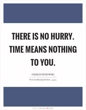 There is no hurry. Time means nothing to you Picture Quote #1