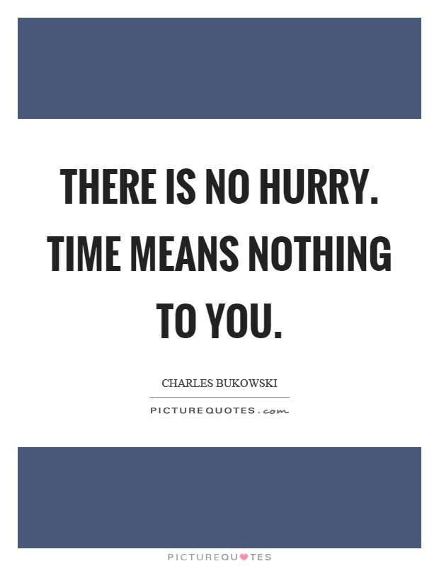 There is no hurry. Time means nothing to you Picture Quote #1
