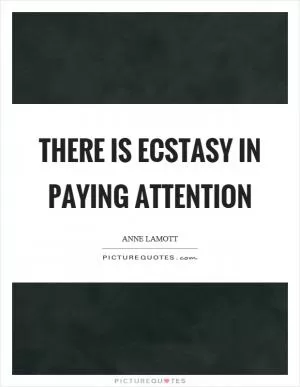 There is ecstasy in paying attention Picture Quote #1