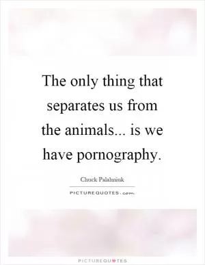 The only thing that separates us from the animals... is we have pornography Picture Quote #1