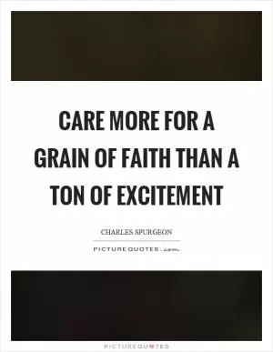 Care more for a grain of faith than a ton of excitement Picture Quote #1
