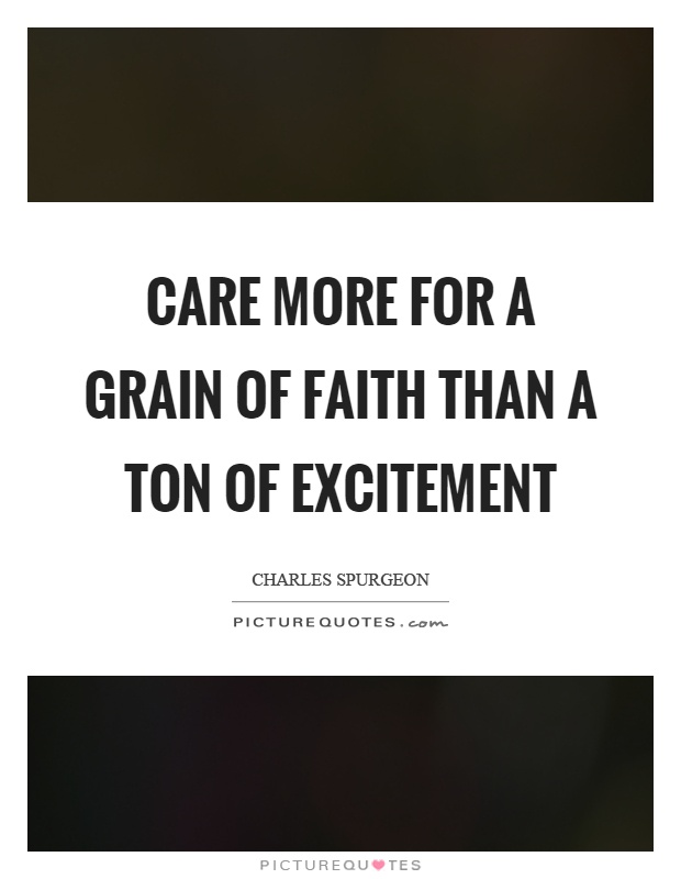 Care more for a grain of faith than a ton of excitement Picture Quote #1
