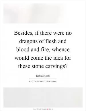 Besides, if there were no dragons of flesh and blood and fire, whence would come the idea for these stone carvings? Picture Quote #1