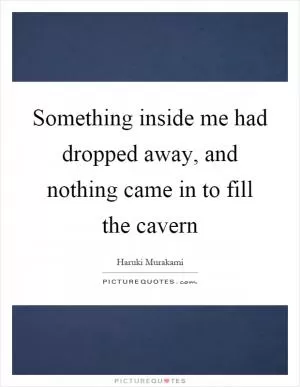 Something inside me had dropped away, and nothing came in to fill the cavern Picture Quote #1