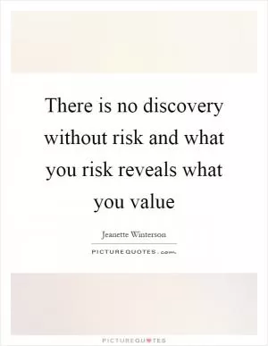 There is no discovery without risk and what you risk reveals what you value Picture Quote #1