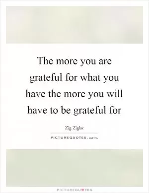 The more you are grateful for what you have the more you will have to be grateful for Picture Quote #1
