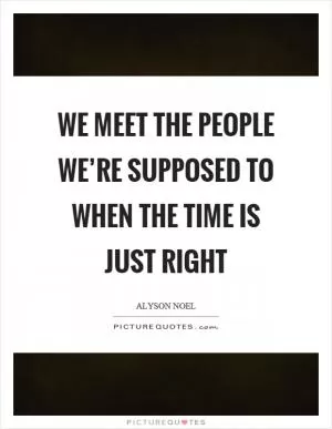 We meet the people we’re supposed to when the time is just right Picture Quote #1