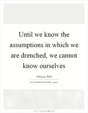 Until we know the assumptions in which we are drenched, we cannot know ourselves Picture Quote #1