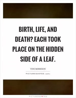 Birth, life, and death? each took place on the hidden side of a leaf Picture Quote #1