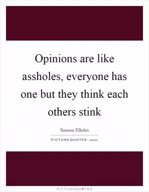 Opinions are like assholes, everyone has one but they think each others stink Picture Quote #1