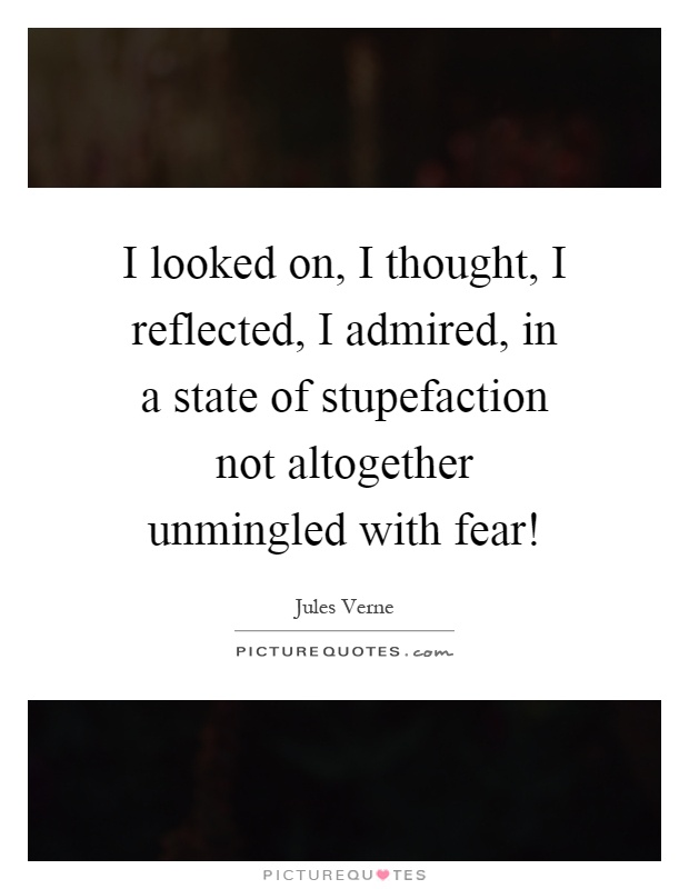 I looked on, I thought, I reflected, I admired, in a state of stupefaction not altogether unmingled with fear! Picture Quote #1