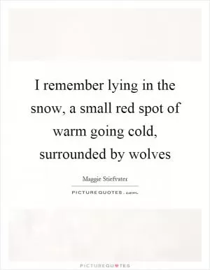 I remember lying in the snow, a small red spot of warm going cold, surrounded by wolves Picture Quote #1
