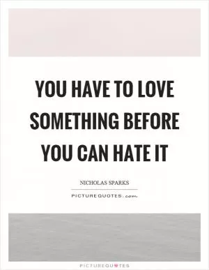 You have to love something before you can hate it Picture Quote #1