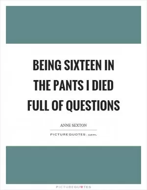 Being sixteen in the pants I died full of questions Picture Quote #1