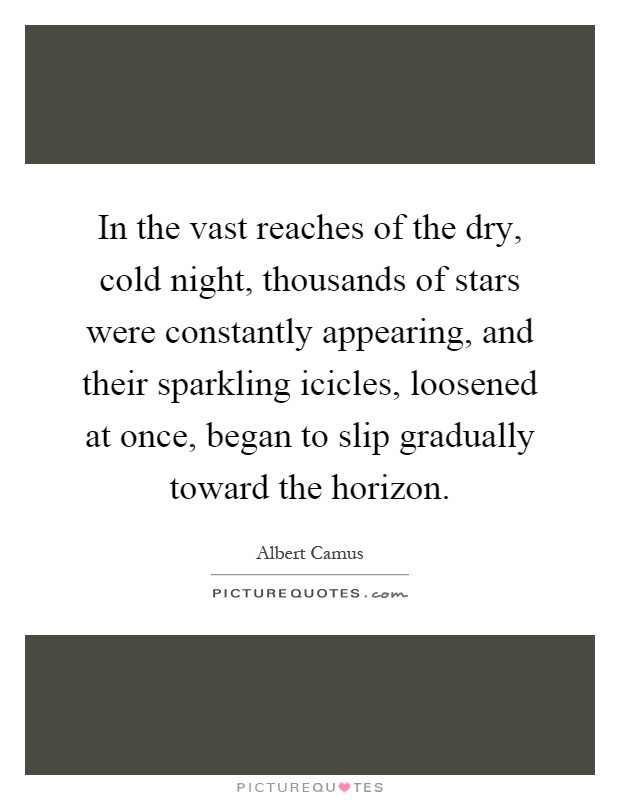 In the vast reaches of the dry, cold night, thousands of stars were constantly appearing, and their sparkling icicles, loosened at once, began to slip gradually toward the horizon Picture Quote #1