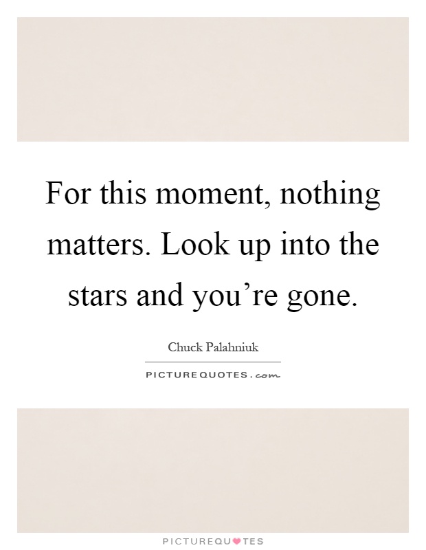 For this moment, nothing matters. Look up into the stars and you're gone Picture Quote #1