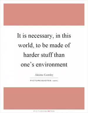 It is necessary, in this world, to be made of harder stuff than one’s environment Picture Quote #1