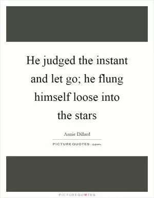 He judged the instant and let go; he flung himself loose into the stars Picture Quote #1