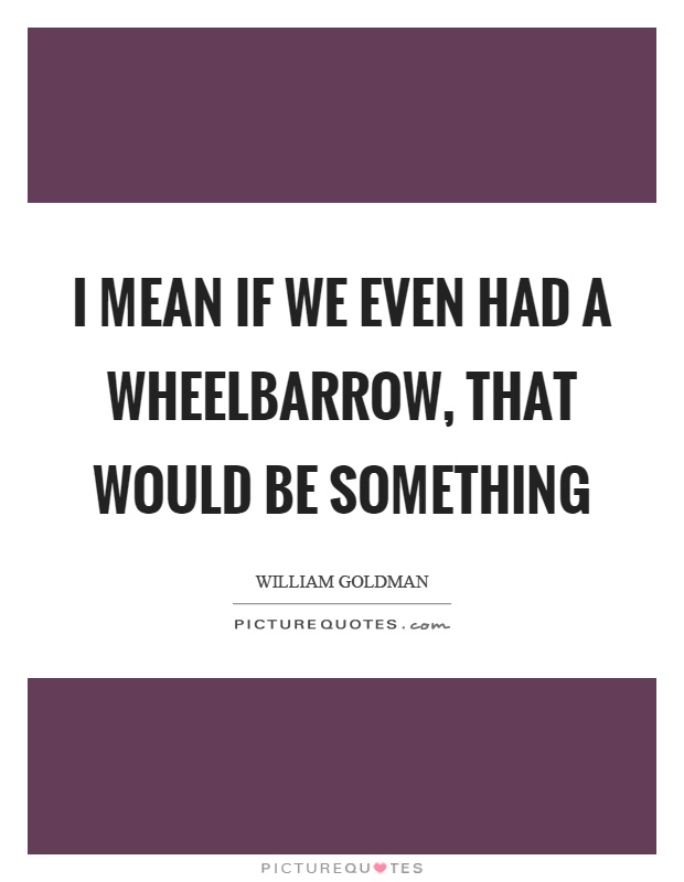 I mean if we even had a wheelbarrow, that would be something Picture Quote #1