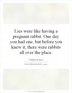 Lies were like having a pregnant rabbit. One day you had one, but before you knew it, there were rabbits all over the place Picture Quote #1