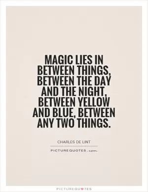Magic lies in between things, between the day and the night, between yellow and blue, between any two things Picture Quote #1