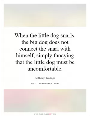 When the little dog snarls, the big dog does not connect the snarl with himself, simply fancying that the little dog must be uncomfortable Picture Quote #1
