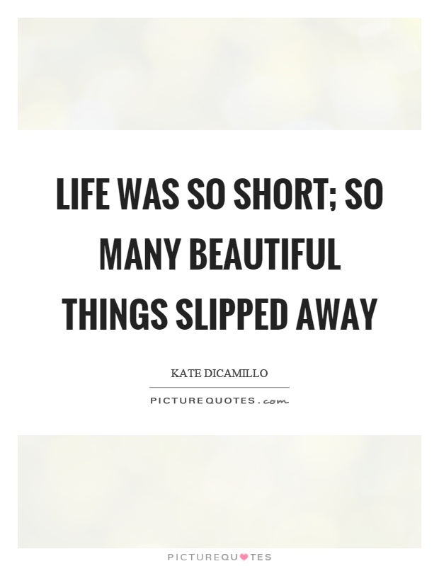 Life was so short; so many beautiful things slipped away Picture Quote #1