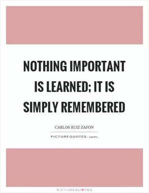 Nothing important is learned; it is simply remembered Picture Quote #1