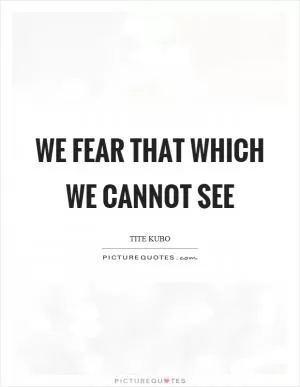We fear that which we cannot see Picture Quote #1