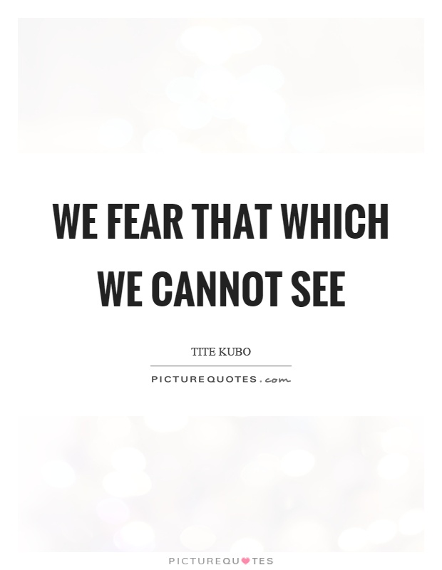 We fear that which we cannot see Picture Quote #1
